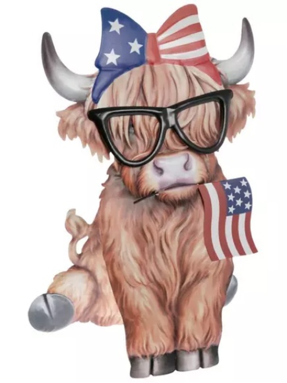 Patriotic Cow Metal Easel Decor